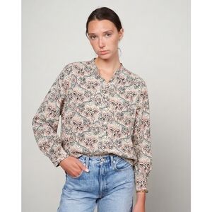 Isabel Marant Etoile Patterned Pink Black Button Up Mexika Top, 36